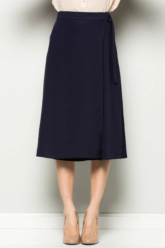 Classy Navy Wrap Skirt