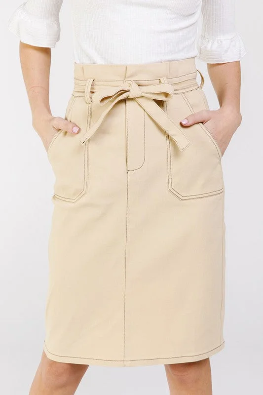 Preppy Khaki Pencil Skirt