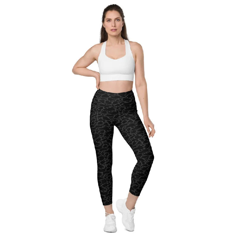 ELEVATED ESSENTIALS, THE PERFECT SIDE POCKET LEGGING BLACK LEOPARD