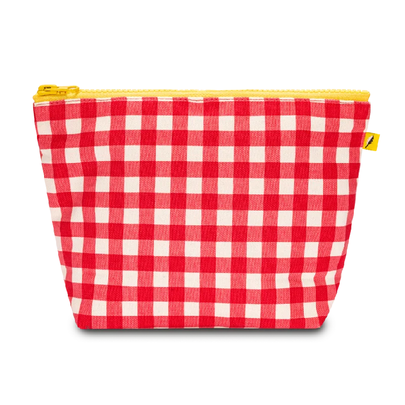 Gingham Red Mid Zip Pouch